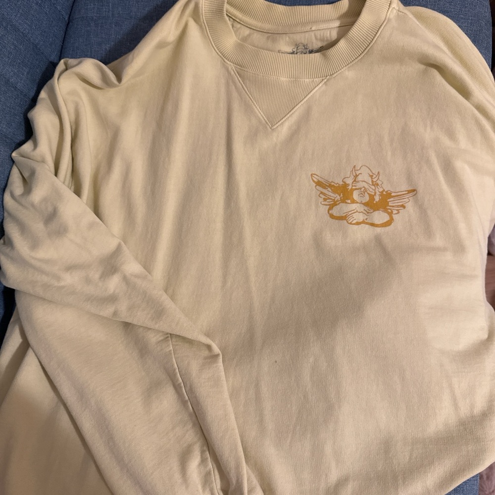 Boys Lie Cream Sweater with Gold Graphic